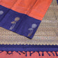 Handwoven Rust color and navy blue combo pure silk kanchivaram pure silk saree