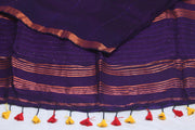 Handloom linen saree with sequins weave , with BP