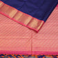 Handwoven Blue and orange pink pure silk kanchivaram silk saree with stitched blouse