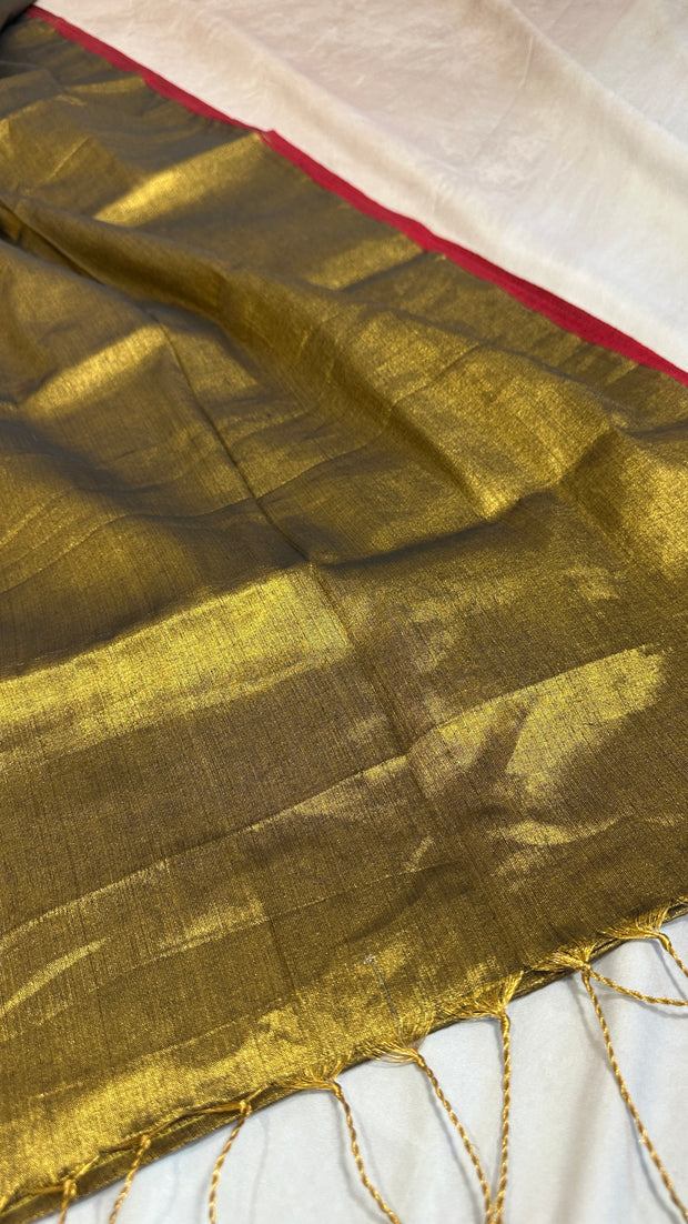 Light weight handwoven Cotton tissue saree