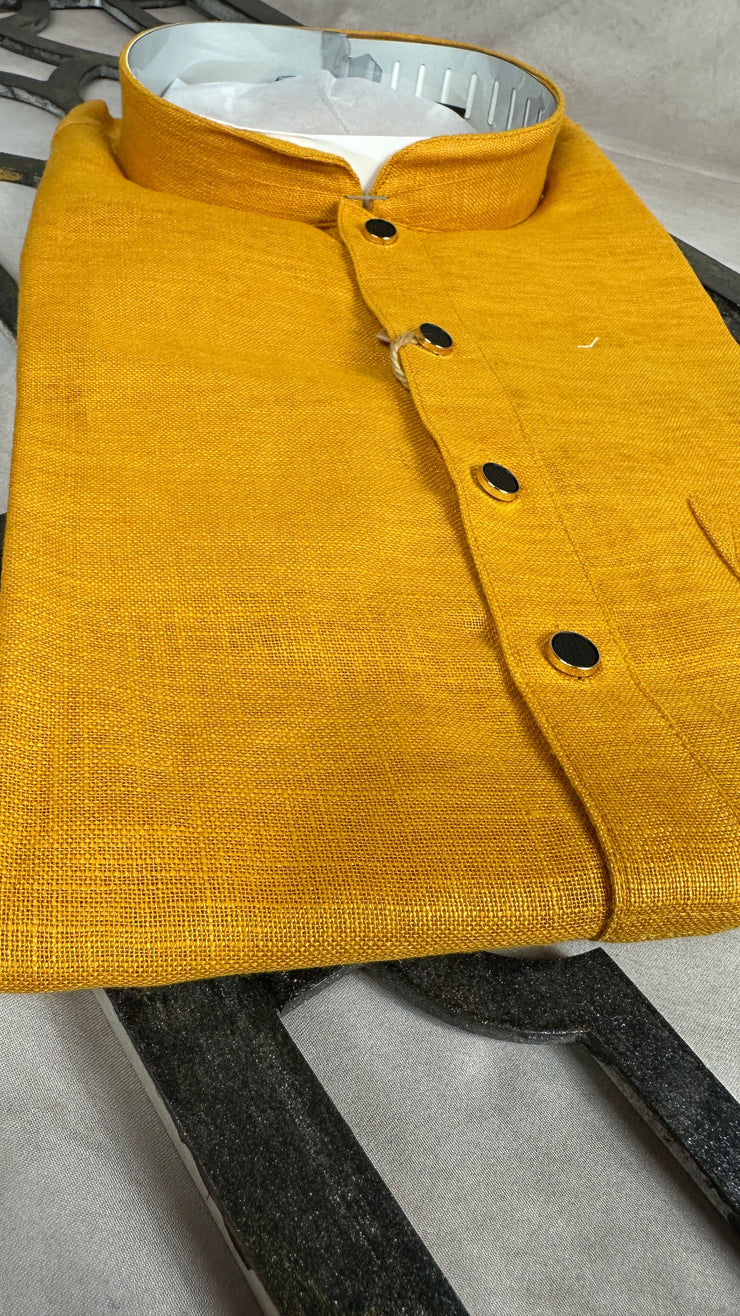 Mustard yellow soft cotton short kurta