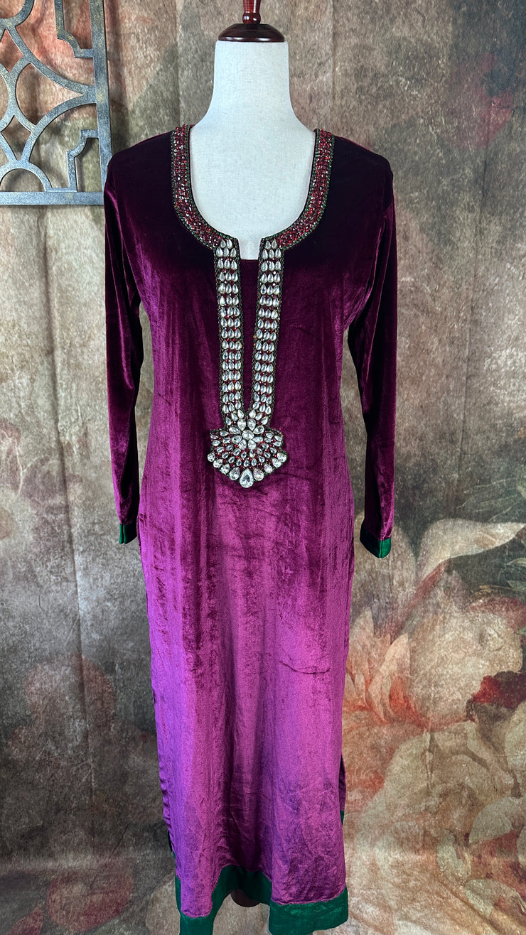 Velvet Kurti with stone work