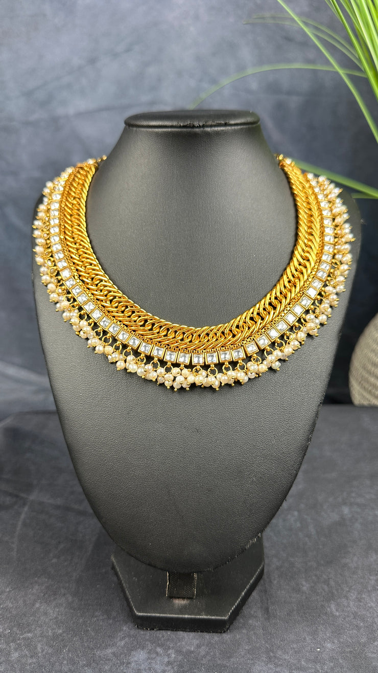 Designer inspired necklace with white kemp stones