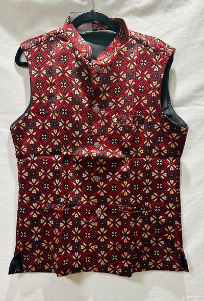 Pure modal Ajrakh hand block printed Nehru Jacket