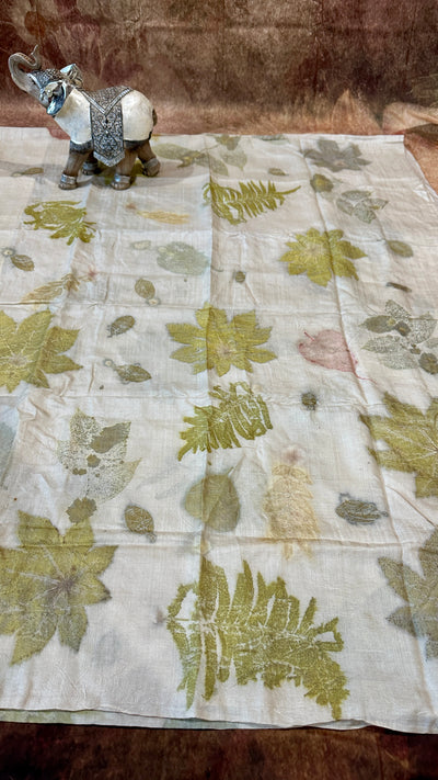 Eco print modal silk saree with stitched blouse