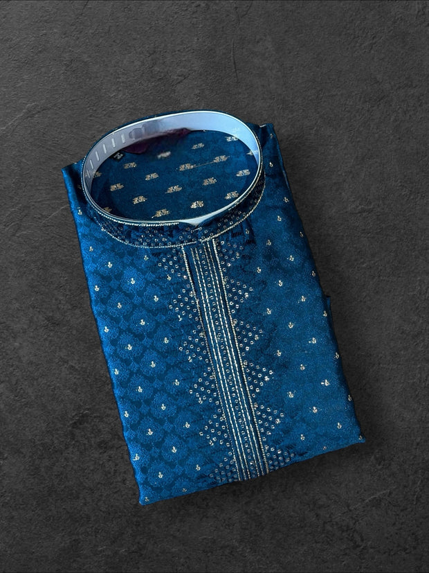 Blue silk kurta