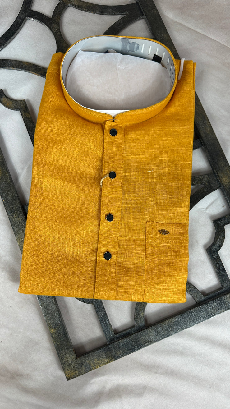 Mustard yellow soft cotton short kurta