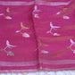 Pink tissue linen saree with jamdani weave, with BP