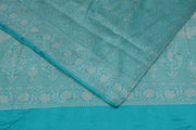 Copper sulphate blue pure katan banarsi saree with stitched blouse