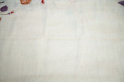 Tissue linen saree with kamalkari patch work, with contrast blouse