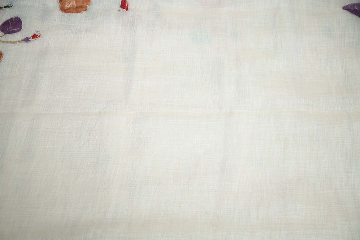 Tissue linen saree with kamalkari patch work, with contrast blouse