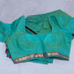 Light green double shaded pure handloom chanderi silk saree with stitched blouse