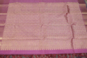 Handwoven Onion pink pure silk Kanchivaram brocade saree with stitched blouse