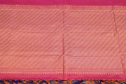 Handwoven Blue and orange pink pure silk kanchivaram silk saree with stitched blouse