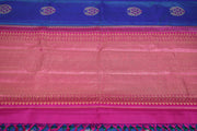 Handwoven Blue Kanchivaram pure silk saree with Pink pallu and blouse