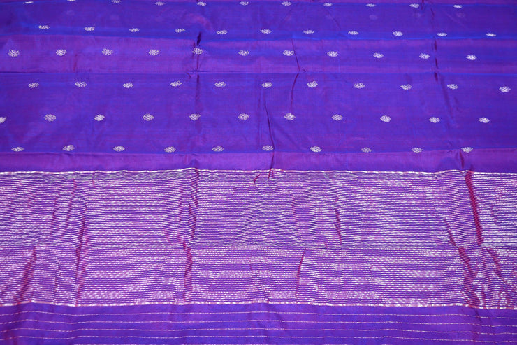 Purple Chanderi silk by silk saree with silver weave , No BP