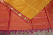 Yellow and Pink combo  Kanchivaram saree with stitched blouse