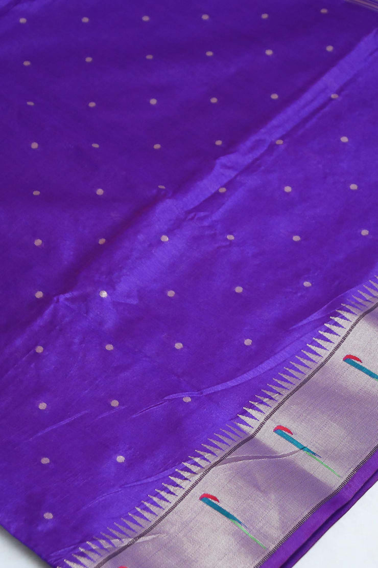 Semi tussar silk saree with Paithani weave, with stitched blouse