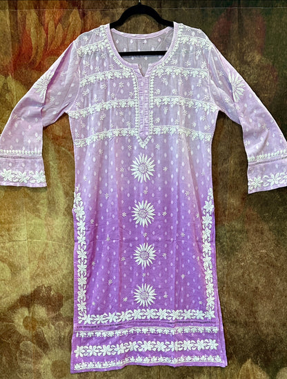 Lilac aumbre chikankari cotton kurti