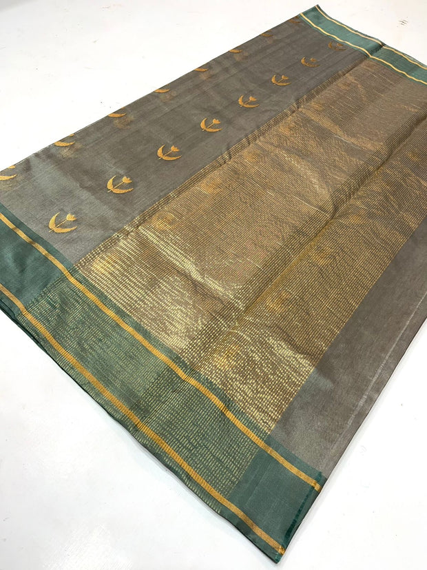 Chanderi katan pure silk saree with stitched blouse