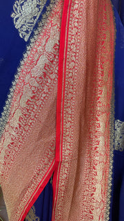 Khaddi georgette banarsi silk saree with stitched blouse