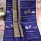 Handwoven Rust color and navy blue combo pure silk kanchivaram pure silk saree