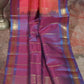 Peach and blue Combo  Kanchivaram saree with stitched blouse