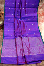 Purple Chanderi silk by silk saree with silver weave , No BP