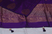 Purple dupion pure silk saree with stitched blouse