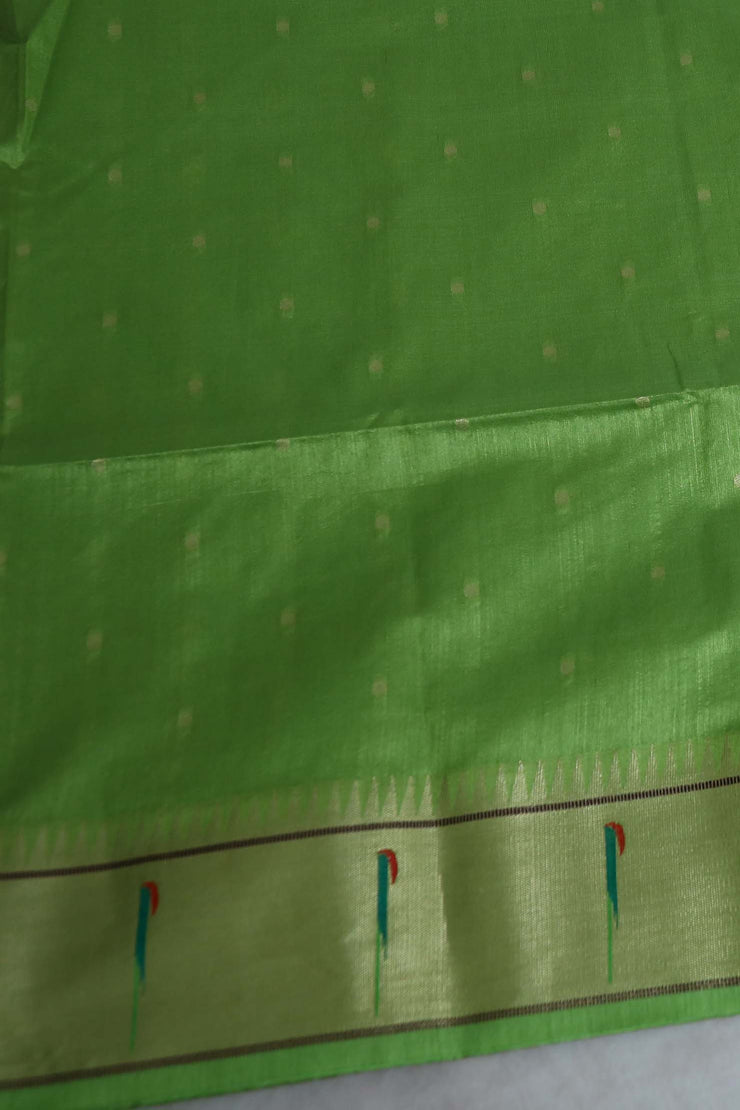 Semi tussar silk saree with Paithani weave, with stitched blouse