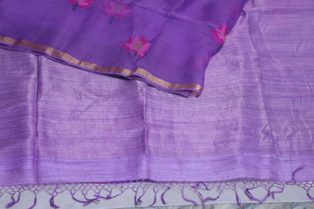 Pure muslin silk saree with jamdani waeve and stitched blouse