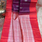 Handwoven Wine red kanchivaram pure silk saree with orange border, with stitched blouse