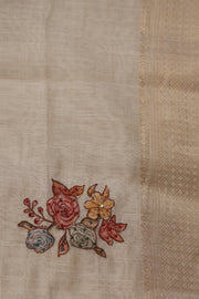 Banarsi tissue saree with kamalkari patch work, with contrast blouse