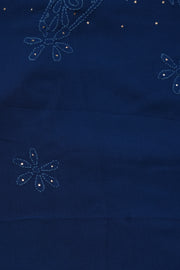 Chikankari hadn Mukesh worked Blue georgette saree with stitched blouse