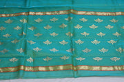 Light green double shaded pure handloom chanderi silk saree with stitched blouse