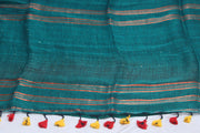 Handloom linen saree with sequins weave , with BP