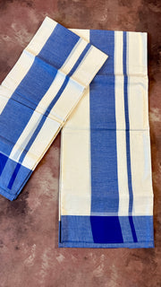 Soft cotton set mundu with blue border