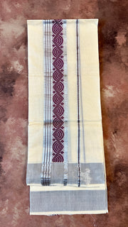 Silver and maroon weaved border