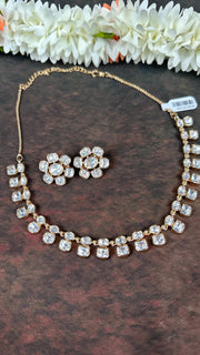 Moissanite stone necklace with studs