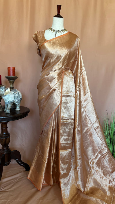 Pure organza silk brocade saree with stitched blouse