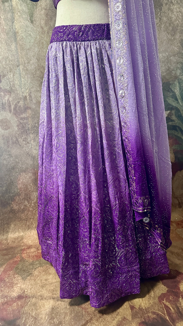 Purple ombre lehanga with blouse and dupatta