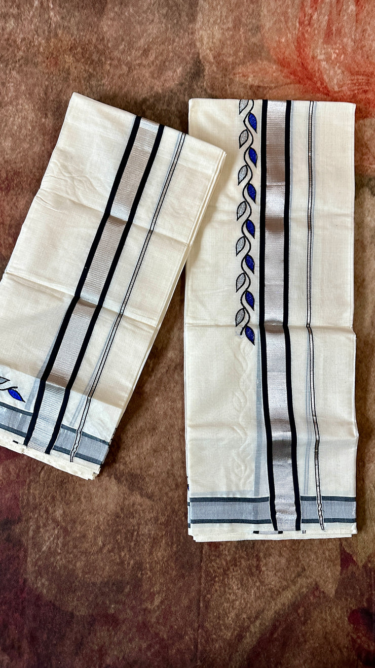 Set mundu with thread emroidery