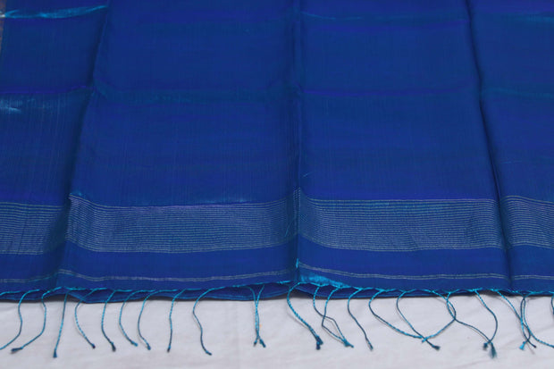 Light blue tissue saree with banarsi border, with stitched blouse