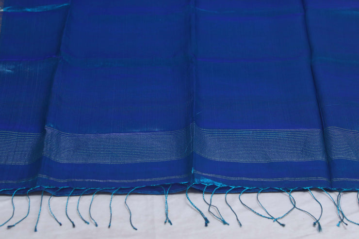 Light blue tissue saree with banarsi border, with stitched blouse