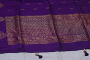 Purple dupion pure silk saree with stitched blouse