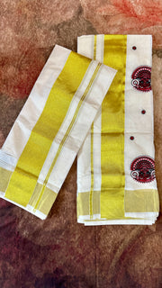 Cotton Set Mundu with theyyam embroidery