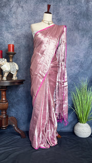 Pure organza silk brocade saree with stitched blouse