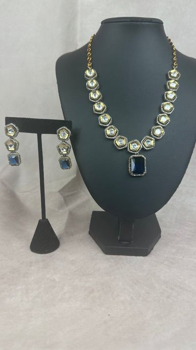 Moissanite necklace with blue stone