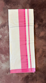 Soft cotton set mundu with light pink border