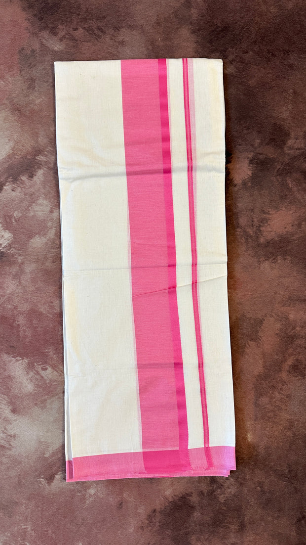 Soft cotton set mundu with light pink border